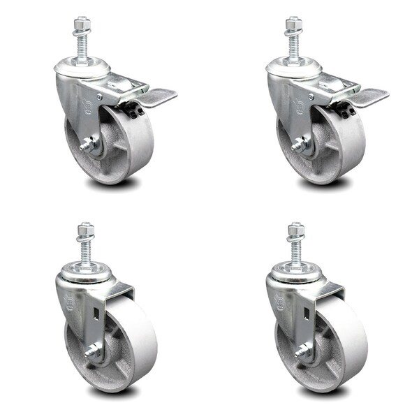 Service Caster 4 Inch Semi Steel Wheel Swivel 1/2 Inch Stem Caster Total Lock Brake SCC, 2PK SCC-TSTTL20S414-SSS-M1215-2-S-2 - main